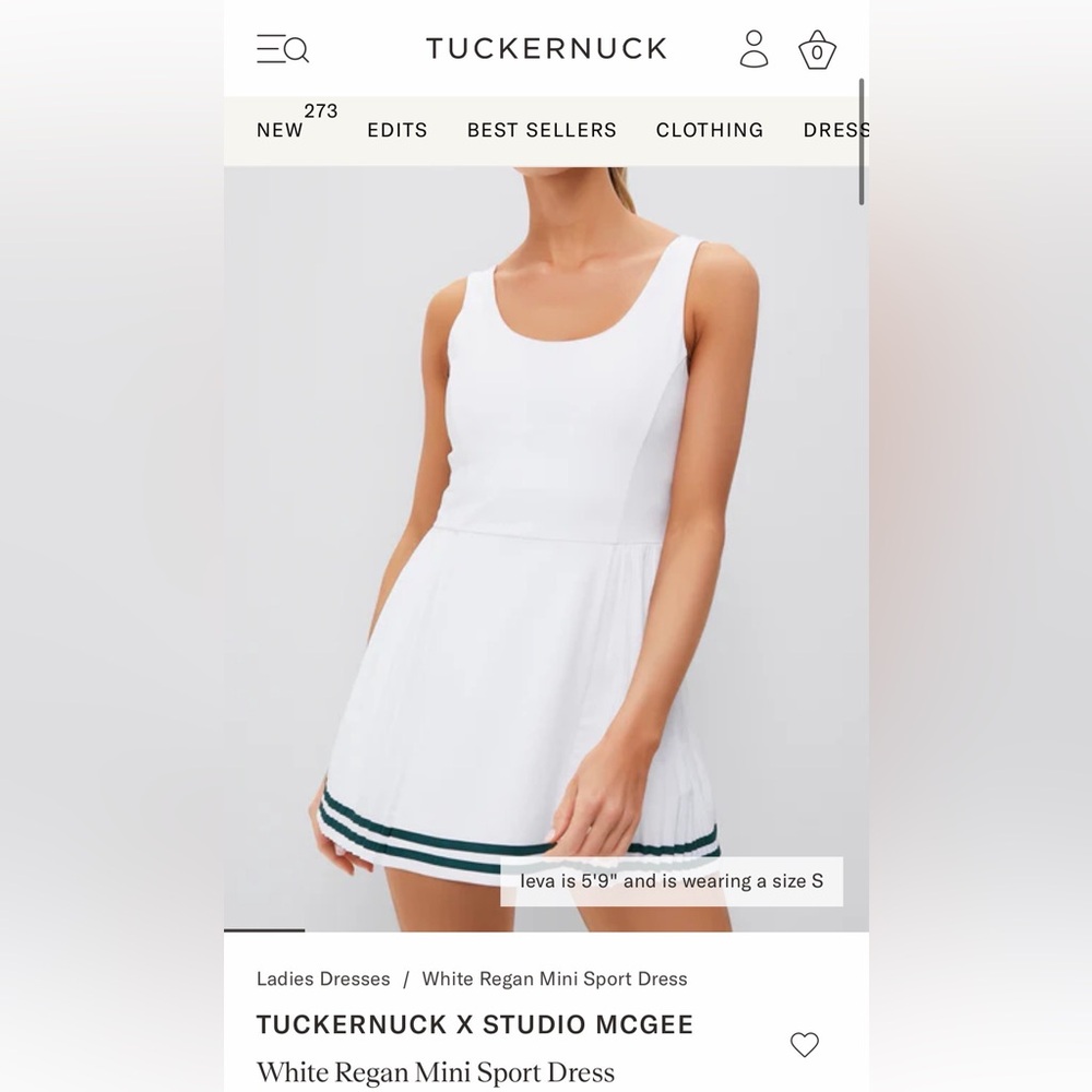 Tuckernuck White Mini Sport Dress with Green Stripe